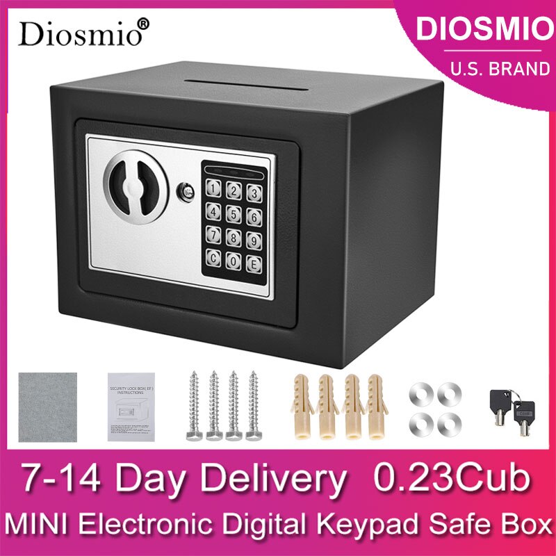 DIOSMIO 0.23Cub 전자 디지털 보안 금고 키패드 잠금 홈 오피스 호텔에 대 한 미니 안전 상자 비즈니스 총 보석 돈